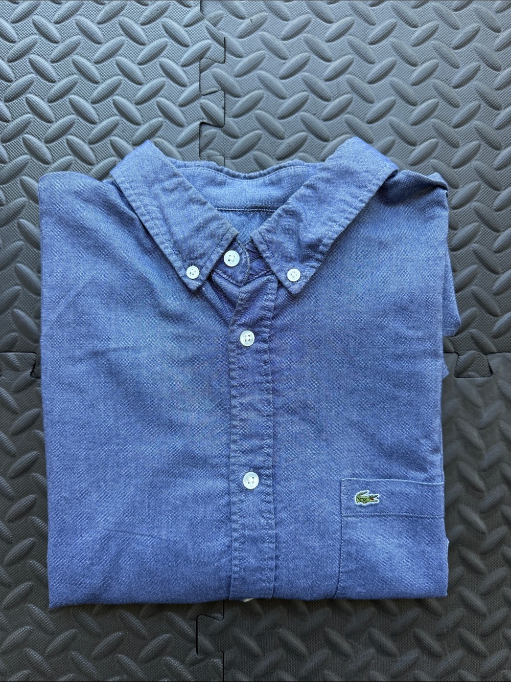 Lacoste Men's Classic Fit Navy Button-Down Long Sleeve Shirt size 45